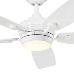 Tranquil WeatherPlus 56 in. Integrated LED Outdoor White Downrod Mount Ceiling Fan with Remote Control by KICHLER -Kichler Sales white kichler ceiling fans with lights 310130wh 4f 1000