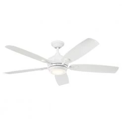 Tranquil WeatherPlus 56 in. Integrated LED Outdoor White Downrod Mount Ceiling Fan with Remote Control by KICHLER