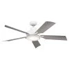 Guardian 56 in. Integrated LED Indoor White Downrod Mount Ceiling Fan with Wall Control by KICHLER -Kichler Sales white kichler ceiling fans with lights 330057wh 64 1000