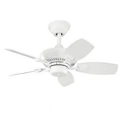 Canfield 30 in. Indoor/Outdoor White Downrod Mount Ceiling Fan with Pull Chain by KICHLER