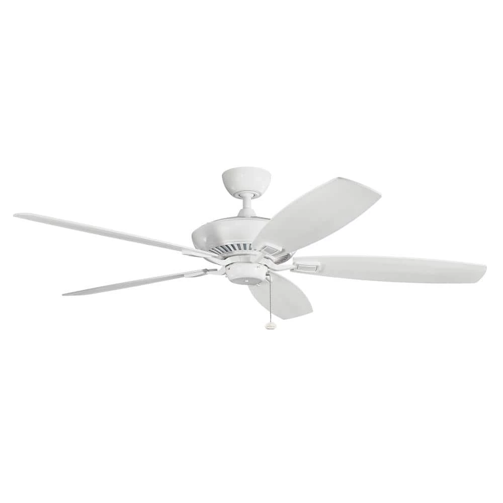 Canfield XL 60 in. Indoor White Downrod Mount Ceiling Fan with Pull Chain by KICHLER 3 Canfield XL 60 in. Indoor White Downrod Mount Ceiling Fan with Pull Chain by KICHLER