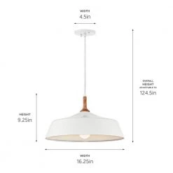 Danika 1-Light White Mid-Century Modern Kitchen Pendant Hanging Light with Wood Accents by KICHLER 11 Danika 1-Light White Mid-Century Modern Kitchen Pendant Hanging Light with Wood Accents by KICHLER -Kichler Sales white kichler chandeliers 43683wh 44 1000