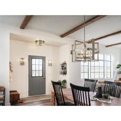 Peyton 5-Light Candlestick White Cage Farmhouse Dining Room Chandelier by KICHLER -Kichler Sales white kichler chandeliers 44290www e1 1000