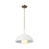 Fira 14 in. 1-Light White and Natural Brass Vintage Dome Kitchen Pendant Hanging Light by KICHLER -Kichler Sales white kichler chandeliers 52476wh 64 1000