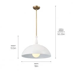 Fira 18 in. 1-Light White Vintage Dome Kitchen Pendant Hanging Light by KICHLER 13 Fira 18 in. 1-Light White Vintage Dome Kitchen Pendant Hanging Light by KICHLER -Kichler Sales white kichler chandeliers 52477wh 1f 1000