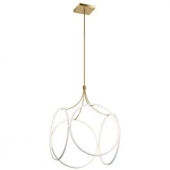 Elan Ciri 34.75 in. Integrated LED White with Champagne Gold Accent Contemporary Circle Kitchen Pendant Hanging by KICHLER