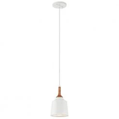 Danika 1-Light White Mid-Century Modern Kitchen Mini Pendant Hanging Light by KICHLER