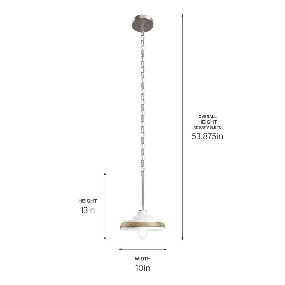 Weston 10 in. 1-Light White with Distressed Antique Gray and Brushed Nickel Farmhouse Kitchen Pendant Hanging Light by KICHLER 7 Weston 10 in. 1-Light White with Distressed Antique Gray and Brushed Nickel Farmhouse Kitchen Pendant Hanging Light by KICHLER - Image 5