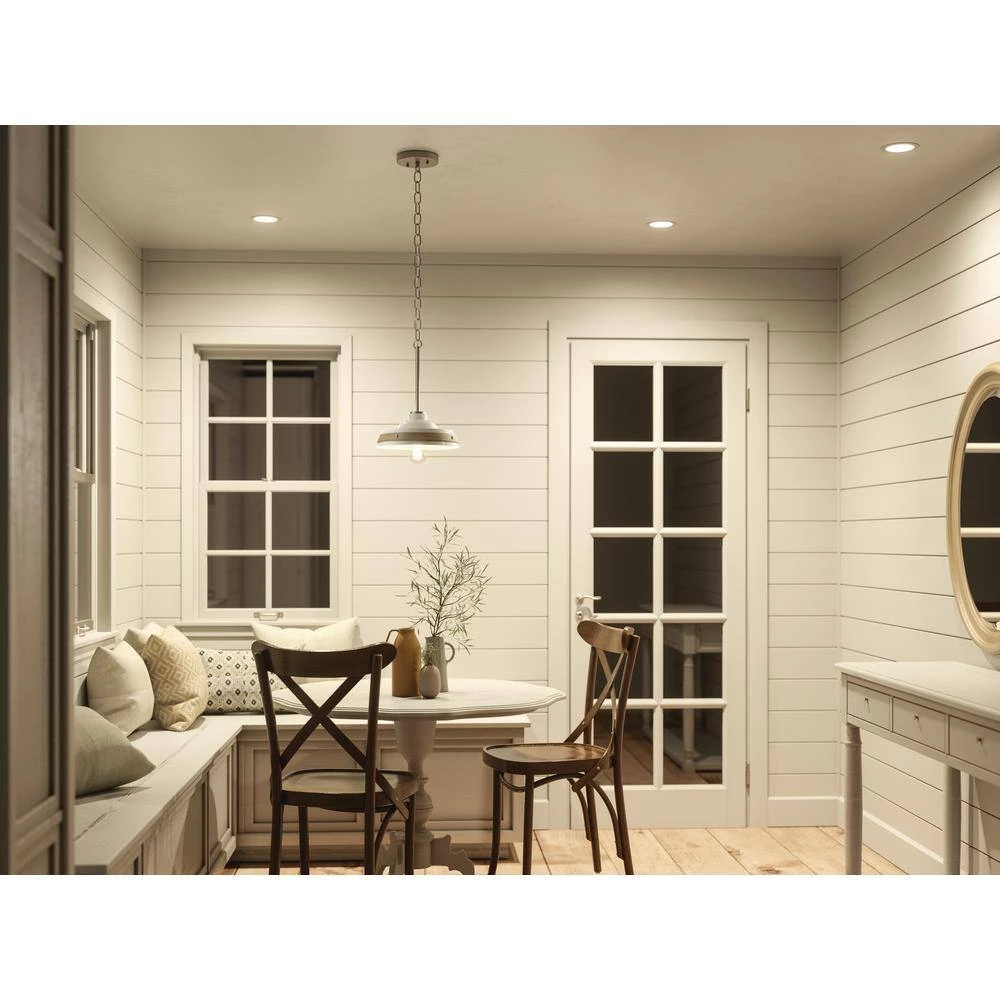 Weston 10 in. 1-Light White with Distressed Antique Gray and Brushed Nickel Farmhouse Kitchen Pendant Hanging Light by KICHLER 6 Weston 10 in. 1-Light White with Distressed Antique Gray and Brushed Nickel Farmhouse Kitchen Pendant Hanging Light by KICHLER - Image 4