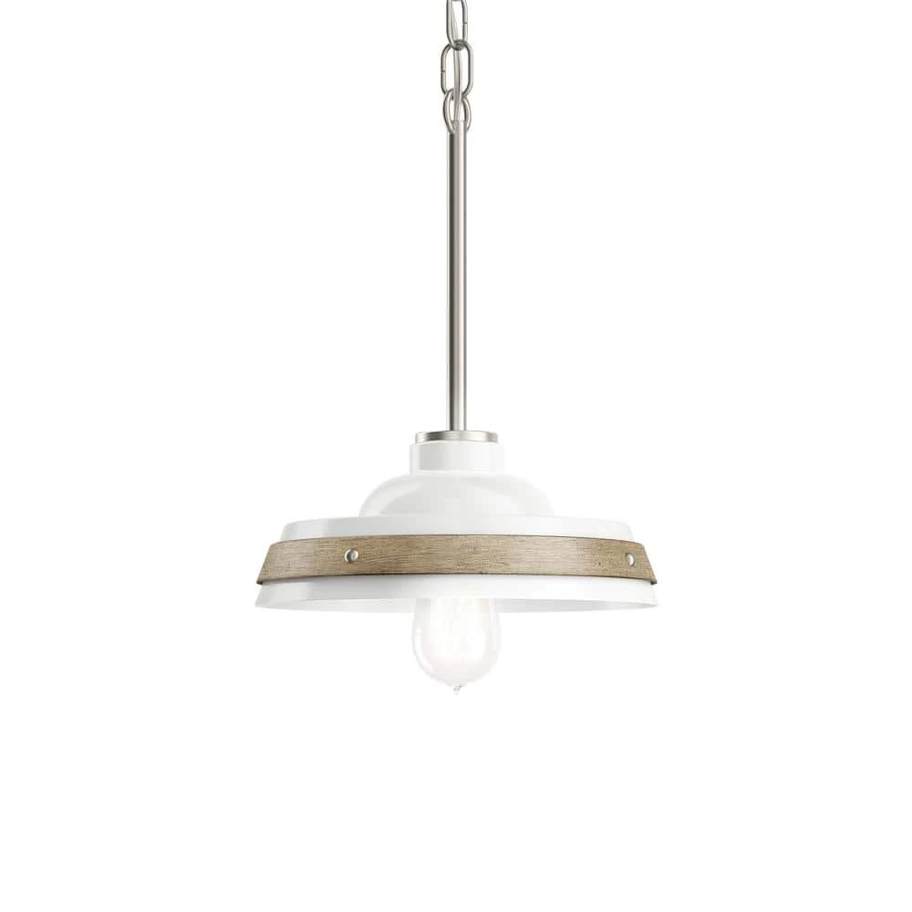Weston 10 in. 1-Light White with Distressed Antique Gray and Brushed Nickel Farmhouse Kitchen Pendant Hanging Light by KICHLER 3 Weston 10 in. 1-Light White with Distressed Antique Gray and Brushed Nickel Farmhouse Kitchen Pendant Hanging Light by KICHLER