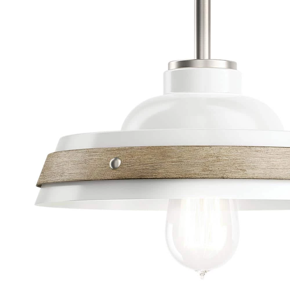 Weston 10 in. 1-Light White with Distressed Antique Gray and Brushed Nickel Farmhouse Kitchen Pendant Hanging Light by KICHLER 5 Weston 10 in. 1-Light White with Distressed Antique Gray and Brushed Nickel Farmhouse Kitchen Pendant Hanging Light by KICHLER - Image 3