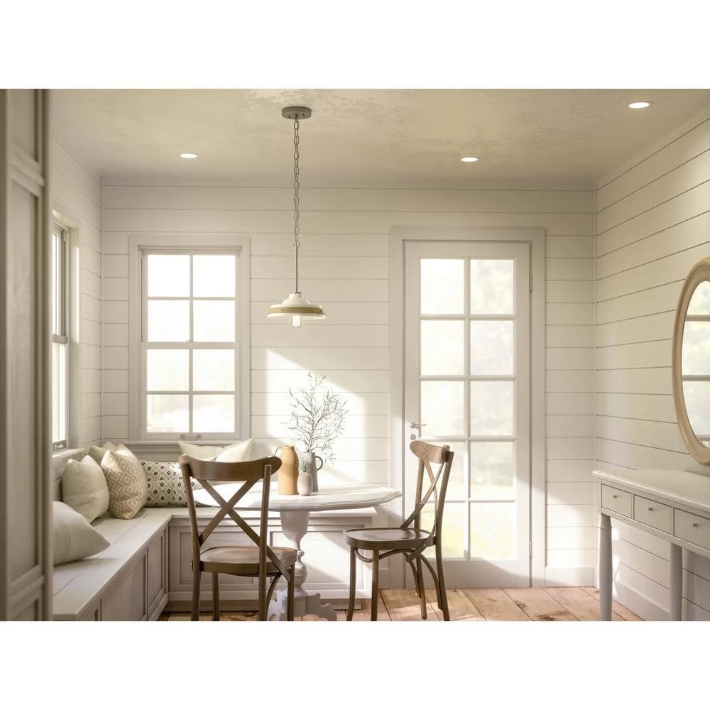 Weston 10 in. 1-Light White with Distressed Antique Gray and Brushed Nickel Farmhouse Kitchen Pendant Hanging Light by KICHLER 4 Weston 10 in. 1-Light White with Distressed Antique Gray and Brushed Nickel Farmhouse Kitchen Pendant Hanging Light by KICHLER - Image 2